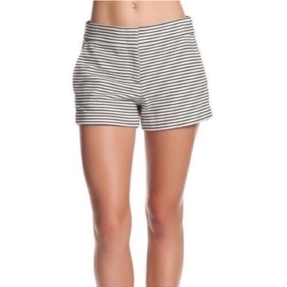 BCBGMaxAzria PIA Black White Striped Mid Rise Soft Ribbed Dress Shorts - Picture 7 of 8